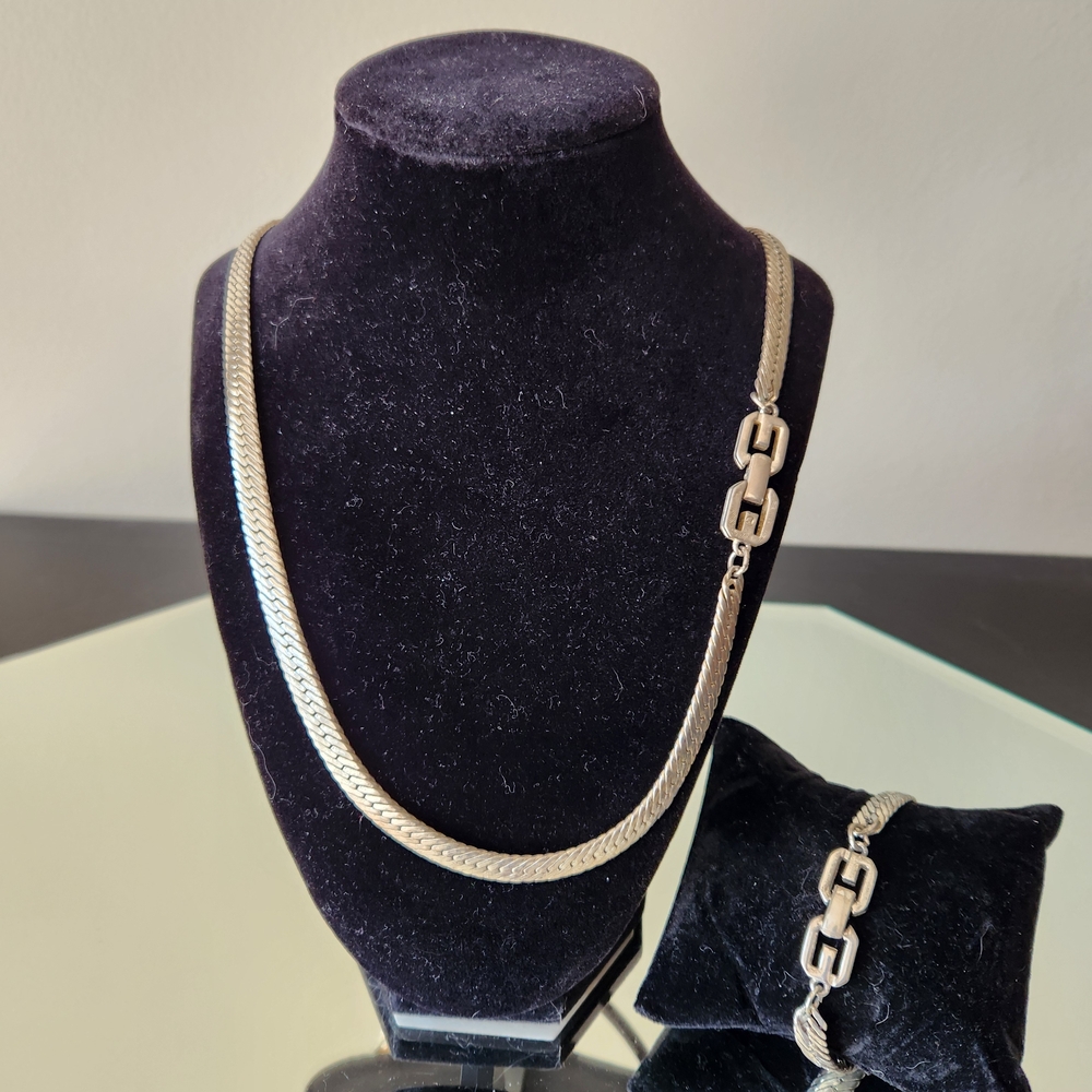 Givenchy Vintage Sikver Necklace and Bracelet Set